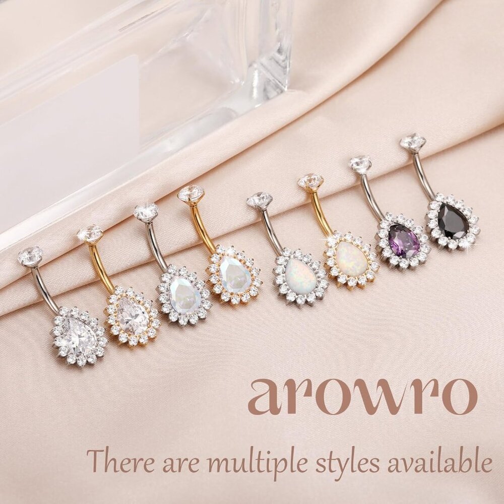 Belly Button Ring Titanium Gold 14g Teardrop Nave… - image 5